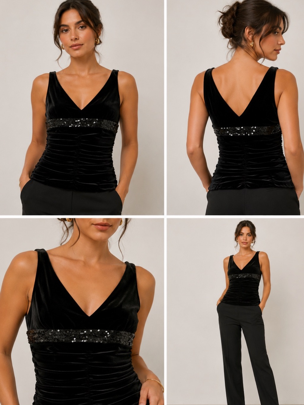 Adrianna papell  velvet ruched sequins  baby doll 
top 14 whimsgoth Fariy